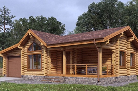 фото к Дом из бревна с гаражом 9 на 11,4 #1