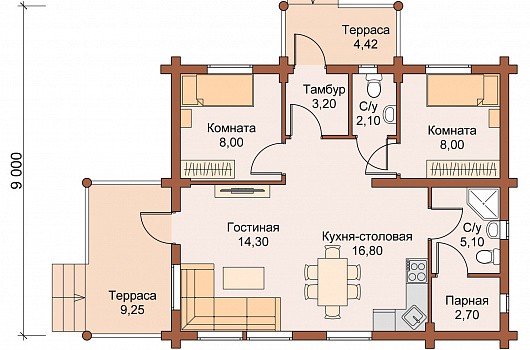 Дома из бревна с баней (сауной) – проекты и цены | Строительство под ключ в Москве БревнышКоМск