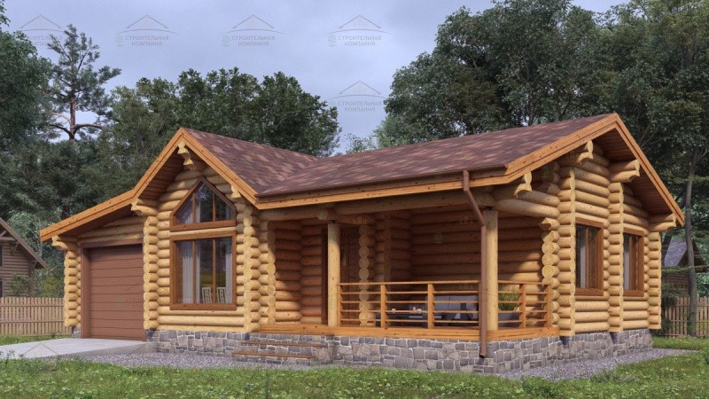 фото Дом из бревна с гаражом 116.06