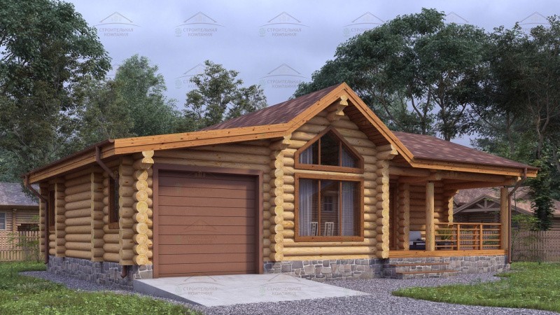 фото Дом из бревна с гаражом 116.06