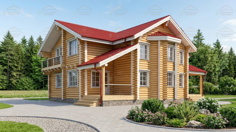 фото Дом с гаражом из бревна 281.28